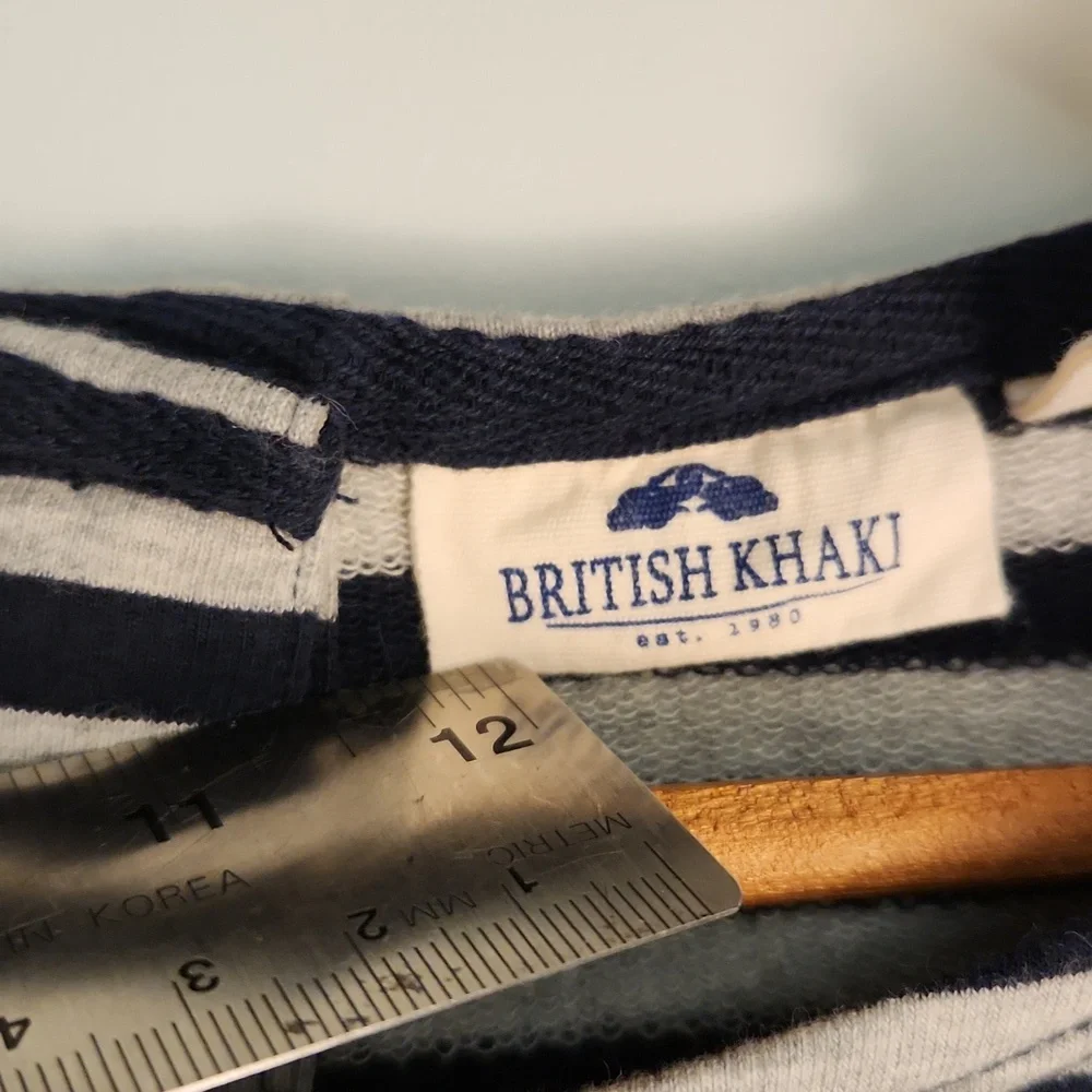 British Khaki Navy & Gray Striped T-Shirt Mini Dress – Size XS - Picture 3 of 11